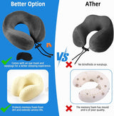 Vliegtuigautoreiskussen gemaakt van traagschuim met fluweelzachte hoes, superlicht draagbaar hoofdsteun nekkussen volwassenen voor kamperen, reizen, vliegtuig, trein, auto, kantoor (donkergrijs)