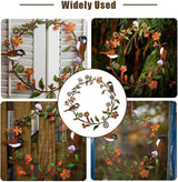 Decoratieve krans, deurkrans voor de zomer, met bladeren, bloemen en vogels, decoratie, metalen krans, deurkrans, deurkrans, deurkrans, 30 x 29 cm, roestkleurige krans voor huisdeur