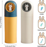 Tandenborsteletui voor kinderen, 2 stuks, reisetui, draagbare karikatuur tandenborstelhoes, tandenborstelbeker voor jongens en meisjes, thuis, school, wandelen, kamperen (geel + wit)