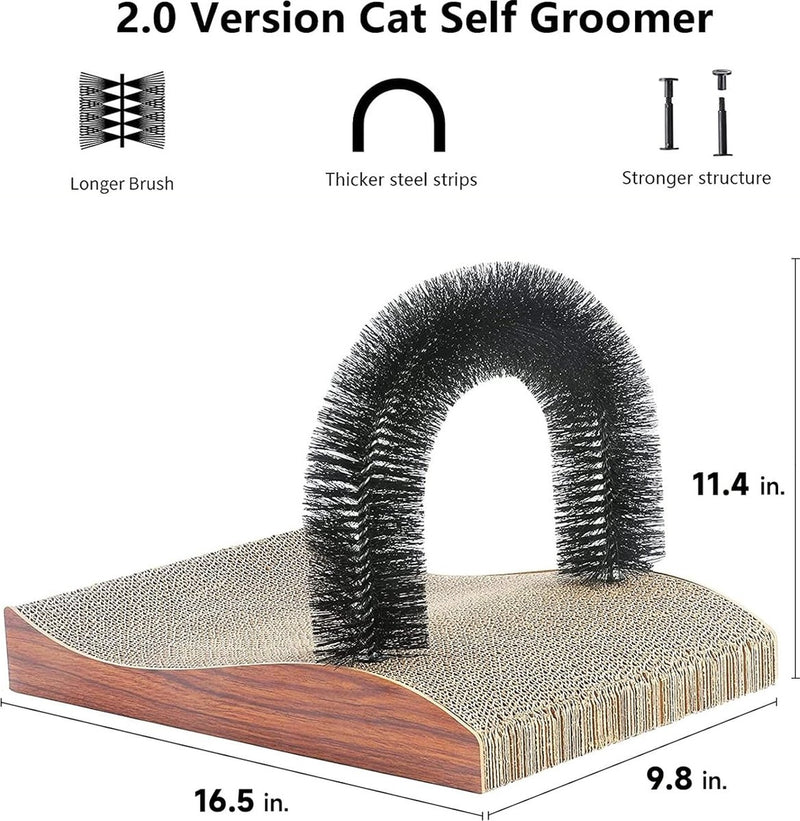 Kattenborstel, versie 2.0 ontharingsblad met hoogwaardig krabkarton, krabblad met krabplank, kattenrugverzorging, kattentrimapparaat met krabkussen, speelgoedborstel voor katten/honden