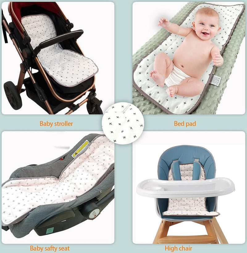 Zacht en omkeerbaar baby puur katoen kinderwagen autostoel liner Pram Insert Portable luierkussen, Universal Cover kinderwagen grootte 32x80 cm kussen voor kinderen