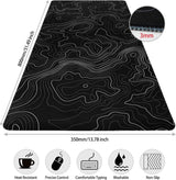 Muismat Zwart Minimalistisch Topografische Kaarten Bureau-onderlegger, wasbare muismat XXL Gaming met gestikte randen voor toetsenbord, pc-muis en laptop 800x350mm