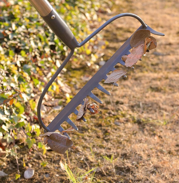 Hark met 14 tanden, metalen tuinhark, brede hark met 152 cm lange metalen steel, tuingereedschap om te wieden, bemesten, tuinhark voor gazon en bladeren