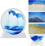 Zandfoto's voor draaien, 3D Zandloper - Zandfoto Geschenken Zandloper Decoratie 3D Zandloper Diepzee Zand Landschap Esthetisch voor Kantoor Woonkamer Bureau Volwassenen Kinderen (Blauw, 7 inch)