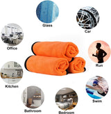 Microvezeldoeken voor de auto, 6 stuks, 400 g/m², multifunctionele pluisvrije handdoek, autoreinigingsdoek, microvezeldoek voor auto, huishouden, keuken, raam, oranje, grijs, 60 x 40 cm