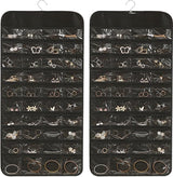 Sieradenorganizer voor het ophangen van sieradenopslag Hangende sieradenorganizer Hangende opbergrol met hanger Sieradenorganizer Tas Reistas voor ringen Oorbellen Kettingen Zwart