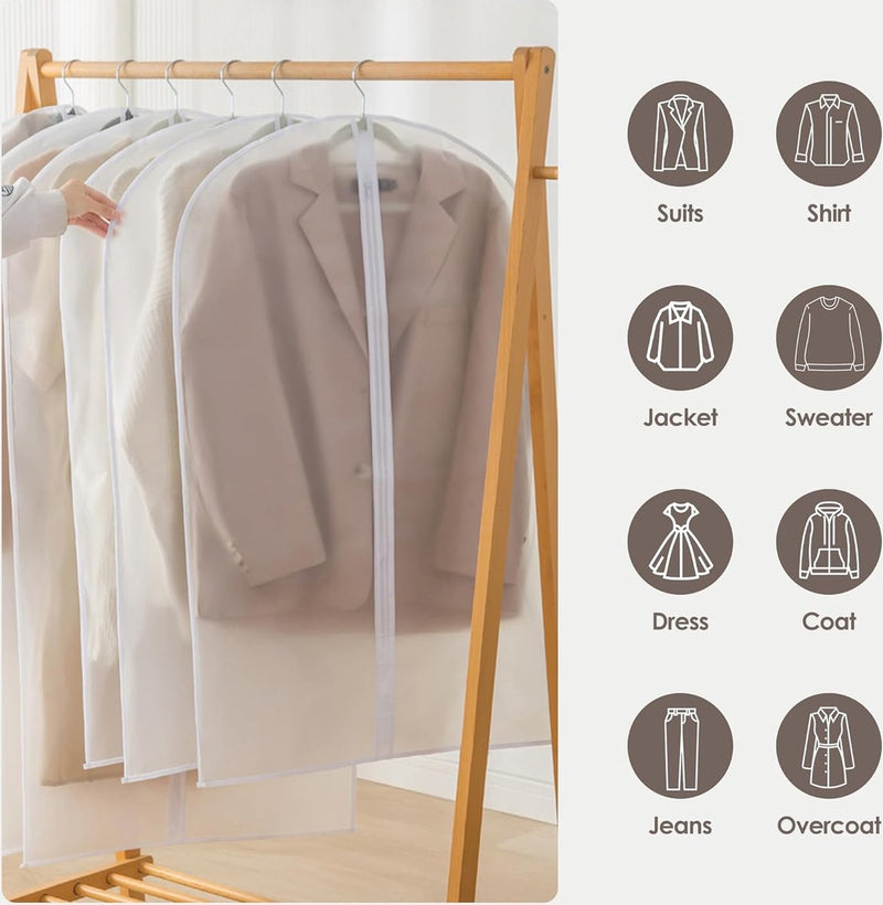 Doorzichtige kledingzakken voor het ophangen van kleding, 40" pakzakken voor kastopslag, stofdichte plastic pakzakken, kledingbeschermingszakken met ritssluiting