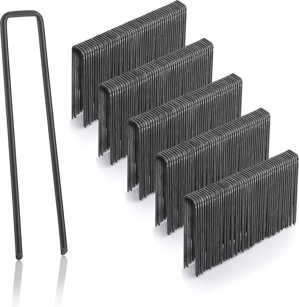 300 grondankers 100 mm lang, 13 mm breed, diameter 2,9 mm, montageankers grondankers voor de tuin van niet-gegalvaniseerd staal, haringen voor het bevestigen van onkruidbestrijdingsdoek, kunst