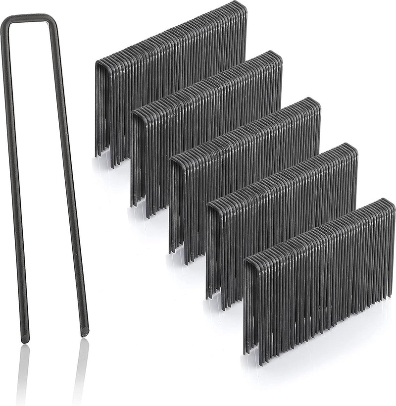 300 grondankers 100 mm lang, 13 mm breed, diameter 2,9 mm, montageankers grondankers voor de tuin van niet-gegalvaniseerd staal, haringen voor het bevestigen van onkruidbestrijdingsdoek, kunst