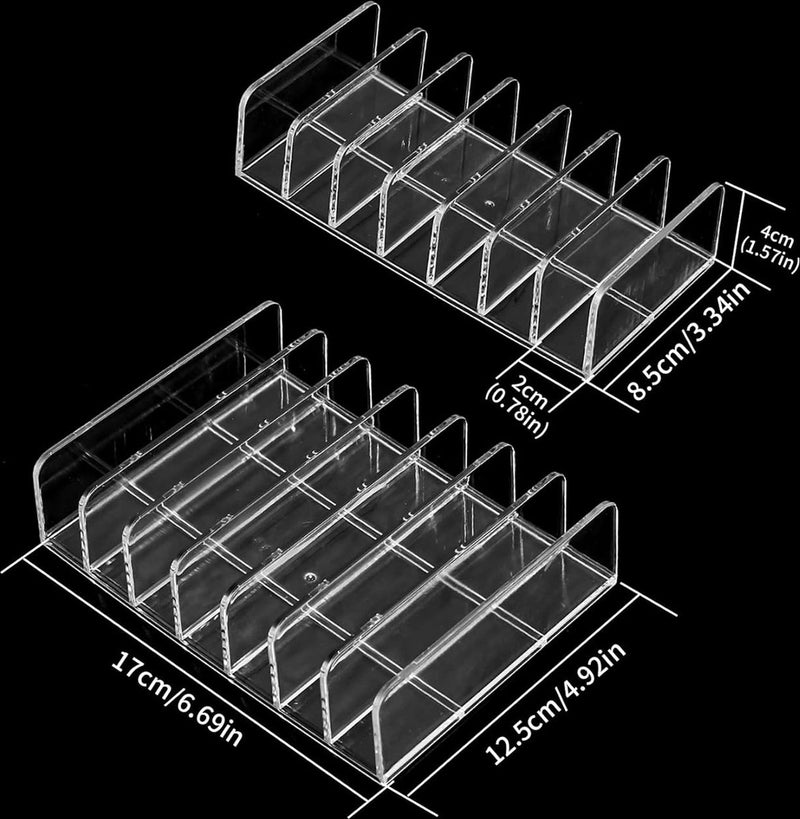 2 stuks oogschaduw-organizer, acryl cosmetica-paletten, organizer van kunststof met 7 sleuven, make-up make-up opslag, make-upcontainer, poederpalettenhouder voor badkamer, werkblad, S + L