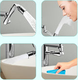 1440° draaibare waterkraan, straalregelaar, badkamerkraan, verlengstuk met waterbesparing, 2 sproeimodi, verlenger, sproeikop voor badkamer, keuken