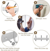 Kledinghaken, 3 haken, garderobelijst, roestvrij staal, geborsteld, voor jassen, jurken, tot 20 kg belastbaar, haaklijst voor hal, voorkamer, 22 cm (zilver, 2 stuks)