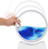 Zandfoto's voor draaien, 3D Zandloper - Zandfoto Geschenken Zandloper Decoratie 3D Zandloper Diepzee Zand Landschap Esthetisch voor Kantoor Woonkamer Bureau Volwassenen Kinderen (Blauw, 7 inch)