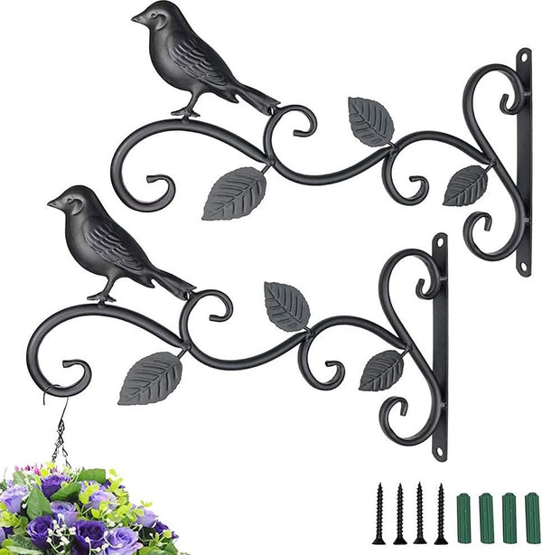 2 stuks bloemenhanghouders, wandophangmandhouders, wandophanging, plantenhouder, ijzeren plantenhanghaken, voor vogelhuisjes, plantenbakken, lantaarns, met 4 schroeven, 4 expansiebuizen