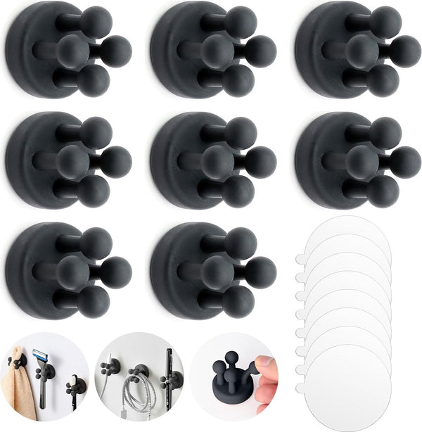 8 stuks siliconen tandenborstelhouders, scheerapparaathouder, douche, tandenborstelhouder muur, scheerapparaathouder, multifunctionele haak, douche, zonder boren, waterdicht, om op te hangen,