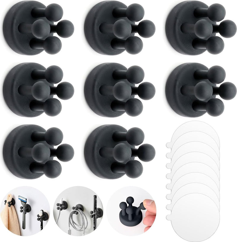 8 stuks siliconen tandenborstelhouders, scheerapparaathouder, douche, tandenborstelhouder muur, scheerapparaathouder, multifunctionele haak, douche, zonder boren, waterdicht, om op te hangen,