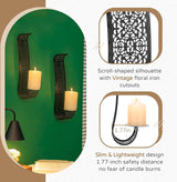 Wandkaarsenhouder, moderne wanddecoratie, zwart, set van 2 kaarsenhouders voor woonkamer, badkamerwanden, elegante wanddecoratie, hangende kandelaar