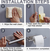 Handdoekhouder zonder boren, zilver 304 handdoekhouder, geborsteld roestvrij staal, uittrekbare handdoekstang om te plakken, voor badkamer en keuken, 23 tot 38 cm