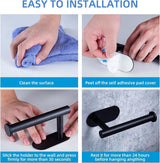 Toiletpapierhouder zonder boren, zelfklevende toiletpapierrolhouder, roestvrijstalen toiletrolhouder, toiletrolhouder, toiletrolhouder, papierhouder voor keuken en badkamer, zwart