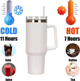 1182 ml 40 oz koffiemok to go, dubbelwandige roestvrijstalen vacuüm geïsoleerde mok met handvat en rietje, draagbare automok beker, thermische mok, koffiekopje voor warme en koude dranken