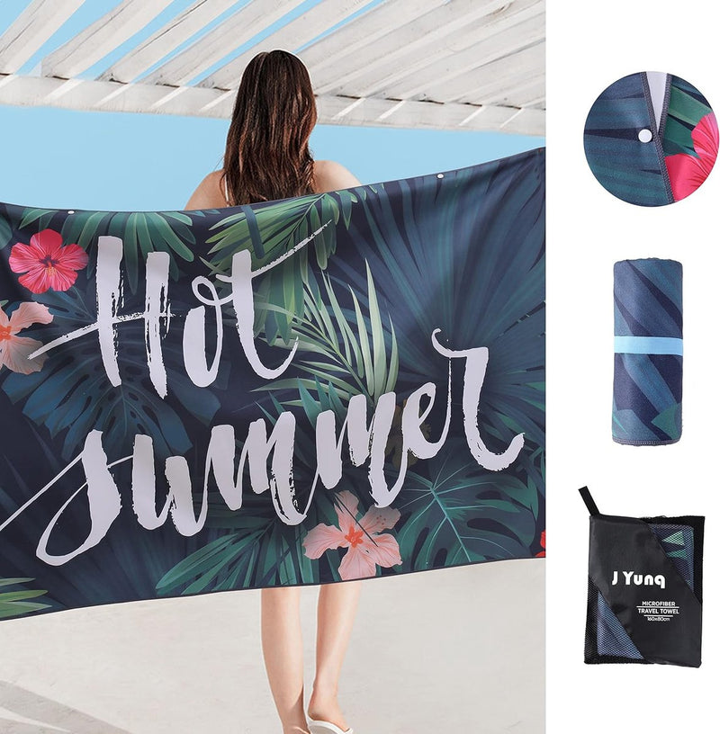 Strandhanddoeken, microvezel, groot, licht en dun, draagbare, sneldrogende saunahanddoek, badhanddoek, voor strand, reishanddoek, sauna (160 x 80 cm)