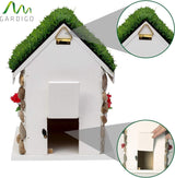 Nestkast in steenhuis-look, decoratief vogelhuis om op te hangen, met echte stenen, mezenbak met 30 mm invliegat, nesthulp, vogelhuisje voor tuin, balkon, terras