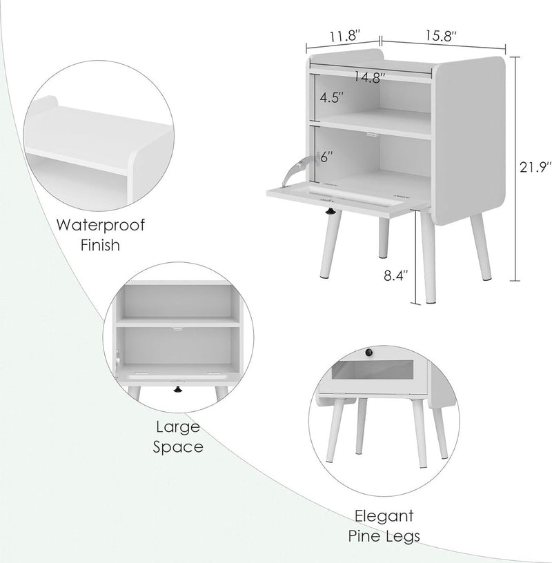 Nachtkastje Witte Bijzettafel Nachtkastje Moderne Bijzettafels Slaapkamer Nachtkastje Lades Bijzettafel Voor Slaapkamer, Woonkamer