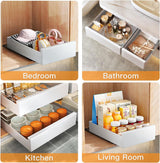 Uittrekbare kastorganizer, uittrekbare ladeplanken voor keukenkast, uitrolbare uittrekbare lade (30 cm B x 43 cm D x 9 cm H), boren en spijkeren niet nodig (wit)