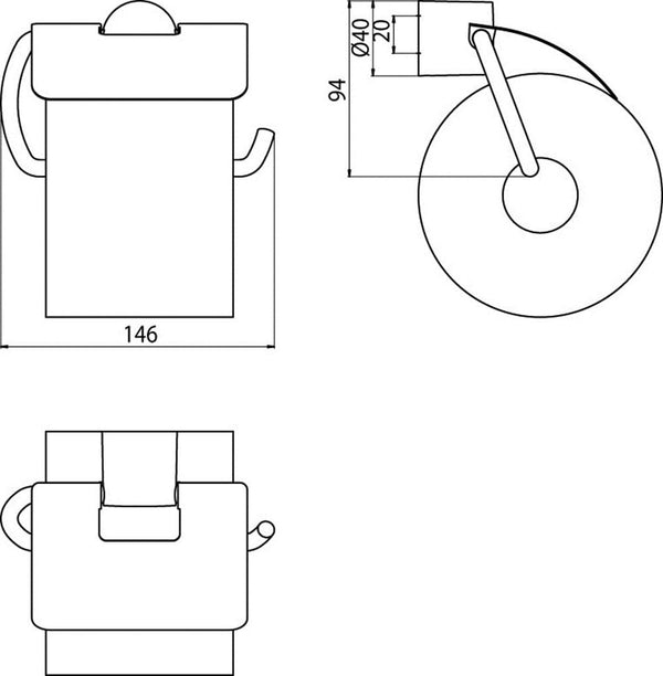 Rondo 2 toiletpapierhouder, chroom, wc-papierhouder, met deksel, rolhouder, wandmontage