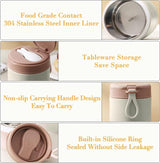 Mueslibeker 800 ml, thermohouder, dubbellaagse mueslibeker met opvouwbare lepel, roestvrijstalen papbeker, lekvrije yoghurtbeker, voor werk, school, toerisme (groen)