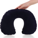 2 x opblaasbaar neksteunkussen, praktisch nekkussentje om op te blazen, ideaal reiskussen voor onderweg (rond, 2 stuks, donkerblauw)