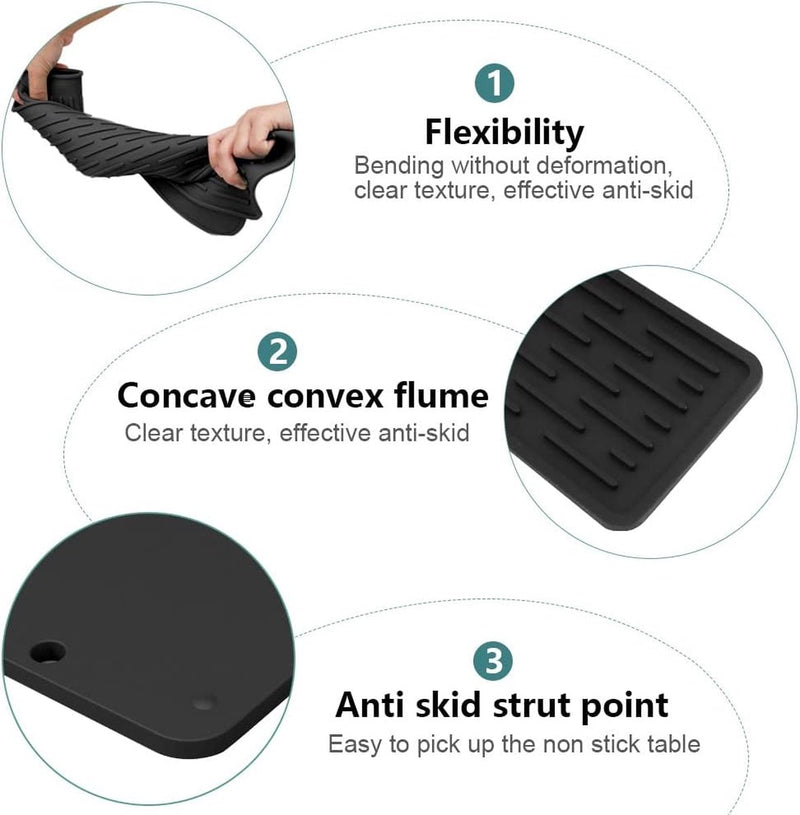 Siliconen droogkussen, 2 stuks, siliconen sponsframe, keukenaanrecht, tidaling apparaat, siliconen afvoerkussens zijn geschikt voor sponskwast voor sponskwast (zwart)