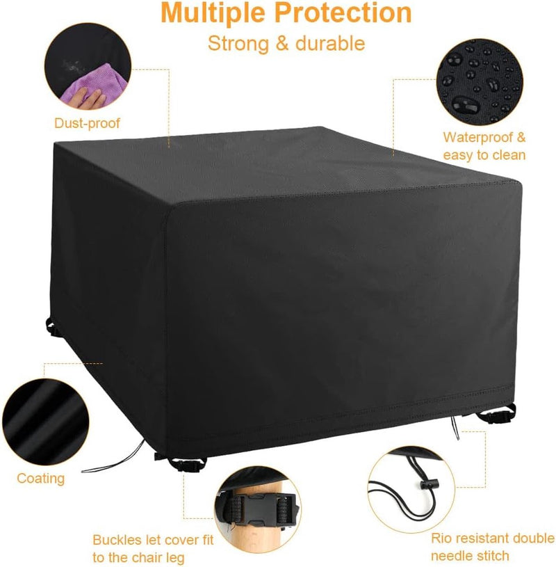 Tuinmeubelhoes, rechthoekig, zwaar uitgevoerd 420D Oxford-weefsel, zeildoek tuinmeubelen, waterdichte beschermhoes, anti-UV zeildoek voor tuintafels, terrasmeubilair (125 x 125 x 74