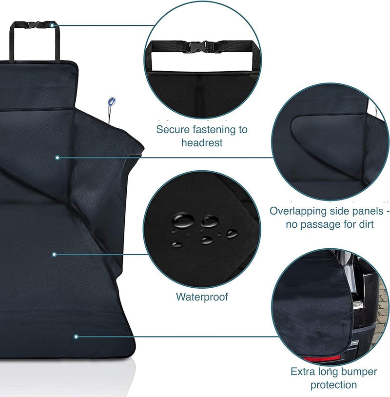 Kofferbakdeken voor honden XXL, kofferbakbescherming voor elke auto, antislip coating, robuuste hondendeken met zijbescherming, 185 x 105 x 36 cm