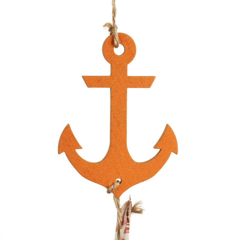 3 x hangdecoratie maritiem - decoratie om op te hangen - stuurwiel, anker en vissen van hout met schelpen - hangdecoratie (3 stuks - 100 cm)