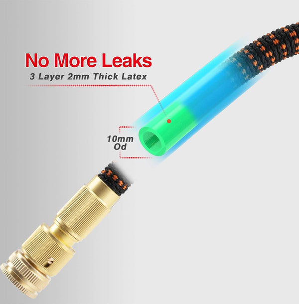 Flexibele tuinslang 30 m, robuuste 3-laags latex waterslang, 3/4" en 1/2" metalen aansluitingen, 3450D stof, knikvrij, spray met 10 functies