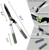 Tuinschaarset, 3 stuks, scherpe takkenschaar, 72 cm, professionele heggenschaar 58 cm, bypass-boomschaar