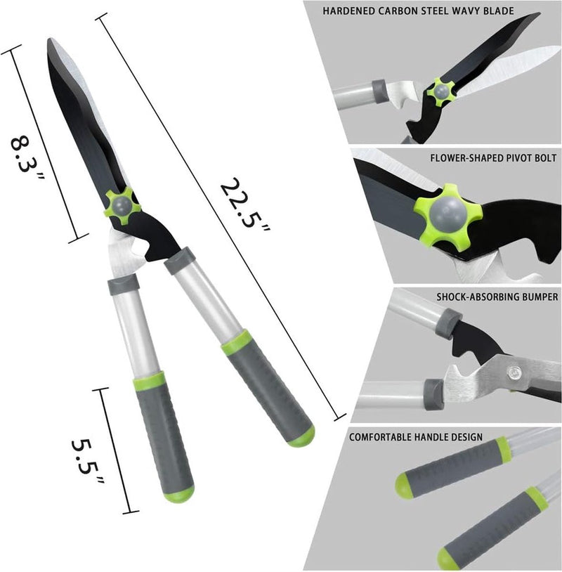 Tuinschaarset, 3 stuks, scherpe takkenschaar, 72 cm, professionele heggenschaar 58 cm, bypass-boomschaar