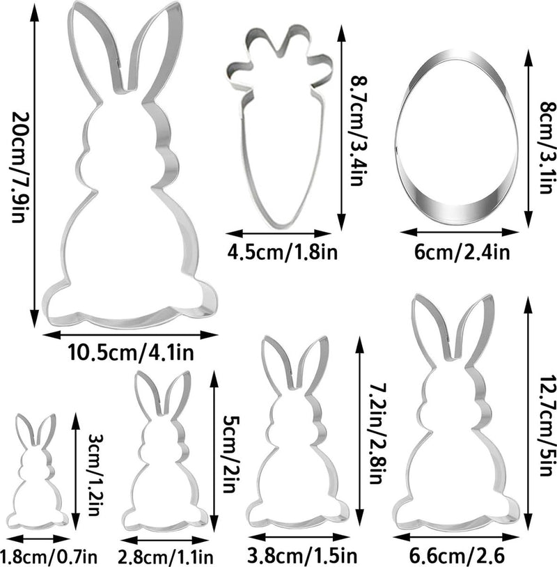 uitsteekvormpjes set paaseieren hazen groot 20,5 cm koekjessnijder Pasen hazen uitsteker set koekjes uitsteker haas uitsteekvormpjes Pasen voor bakken kinderen