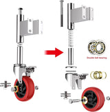 Veerbelaste poortwielen, 125 mm, robuuste hardware stalen deuren tot 200 kg dragen voor gebruik op de boerderij, in landgoed en thuis, rood met rem