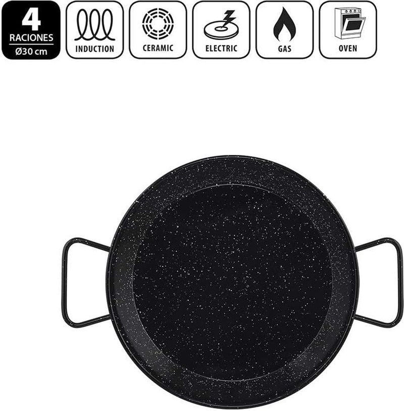 Paellapan, inductie, geëmailleerd, staal, blank