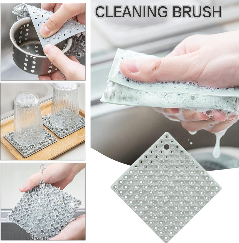 34,5 x 34,5 cm, siliconen gootsteeninzet, inklapbaar, antislip spoelbakmat, spoelbakmat met reinigingsborstel (34,5 x 34,5 cm, paars))