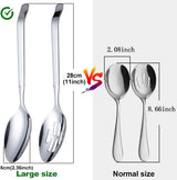 Opscheplepel groot, serveerlepel roestvrij staal groot lange handvat serveerlepel met gleuf grote lepel opscheplepel roerlepel voor partijen keuken (2 stuks) 27,6 x 5,8 cm