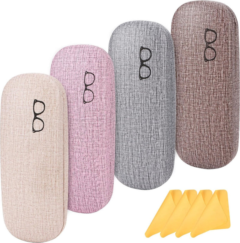 Brillenkoker Hard Shell 4-delige beschermhoes voor brillen Brillenopbergdoos Brillendoos Draagbare harde brillenkoker Geschikt voor de meeste brillen en zonnebrillen, geel