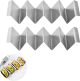 2 stuks Taco houders, 32 cm roestvrij stalen houders, staande set, pretzelstandaard, tray holt, voor Tacos, sandwiches, worsthouders voor kinderen, gezinnen, feestjes (zilverkleurig, 2 l)