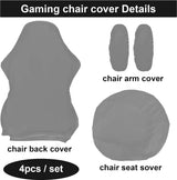 Bureaustoelhoesset, 4-delige gamingstoelhoes, universele bureaustoelhoes, hoezen voor stoelen met armleuningen, stoelachterkant, stoelhoes, bureaustoel voor computerstoelen/pc-stoelhoes