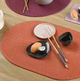 Placemat Brick Oval, placemat voor eetkamer, eettafelmatten, schotelonderzetters, placemats, geweven, geschikt voor levensmiddelen, oranje, 45 x 30 cm, 4 stuks,