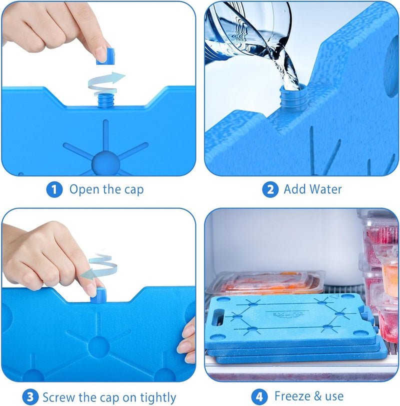 Grote koelaccu, herbruikbare platte koelaccu, 800 ml, 3 stuks, koelelementen voor koeltas en koelbox, extra dun en lang koelvermogen voor onderweg