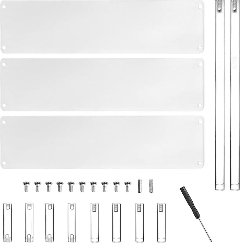 Acryl displaystandaard, 3 niveaus, transparant acryl riser display, rek, standaard, acryl organizer, standaard voor poppen, cosmetica, dessertdisplay, 30 x 20 x 15 cm (3-traps transparant