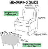 2-delige hoes voor oorfauteuils, met poef, fauteuil-overtrek, fauteuilhoes, stoelhoes, stretch, tijger, stoelhoes met armleuning, hoge rugleuning (Scandinavische stijl)